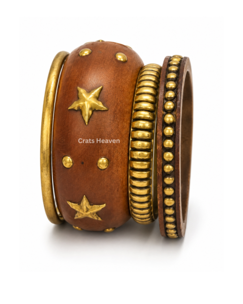 Wood & Brass Bangle Set | Handmade Fashion Bangles | Boho Jewelry