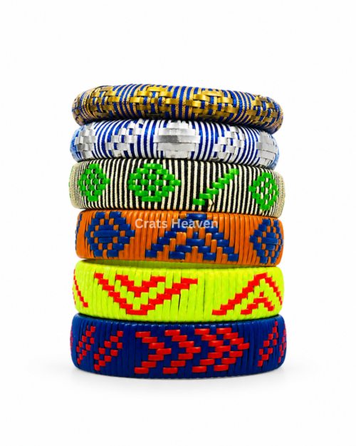 Handwoven Tribal Bangles Set – Colorful Artisan Fashion Bangles for Women